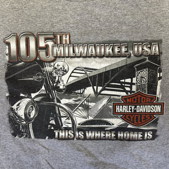 Harley Davidson 105th Anniversary Milwaukee, USA Shirt Size large Y2K Grey 2008 - Picture 3 of 7